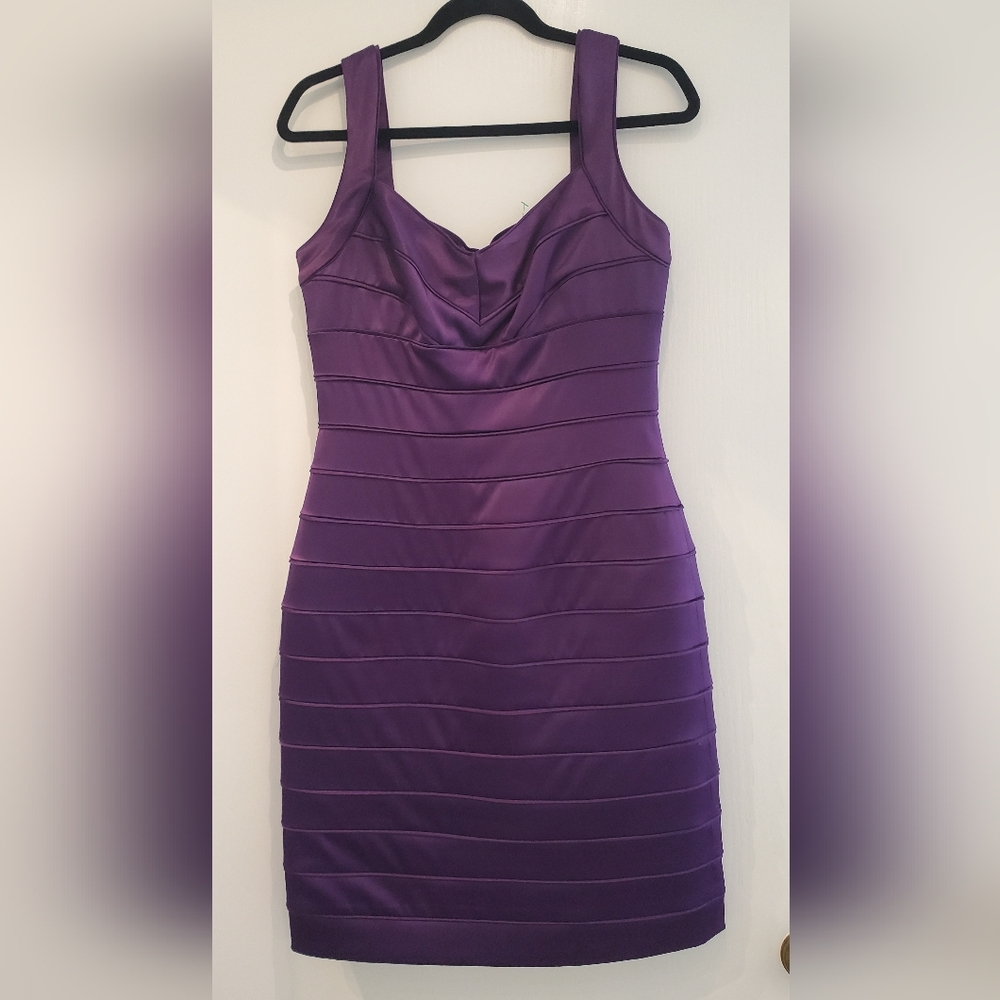 Lauren Ralph Lauren Purple Ruched Bodycon Mini Dress